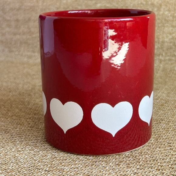 Waechtersbach Germany Red Mug White Hearts 12 oz Ceramic Vintage - Picture 2 of 5